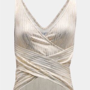 IRO PARIS Iamovi Ribbed Crisscross Tank Top Gold Metallic Finish Size M